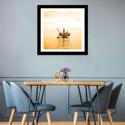 Golden Hour Oil Rig Wall Art