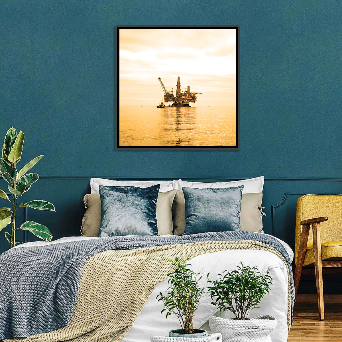 Golden Hour Oil Rig Wall Art