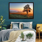 Misty Meadow Sunrise with Lone Tree Wall Art