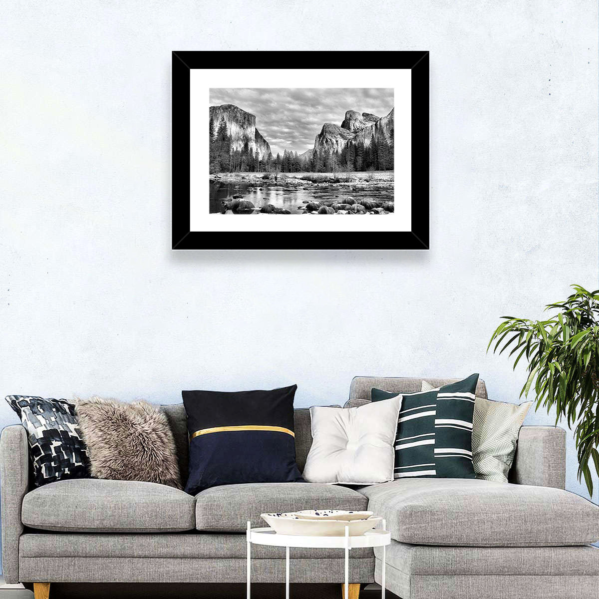 Yosemite Valley Winter View Wall Art in a room, landscape