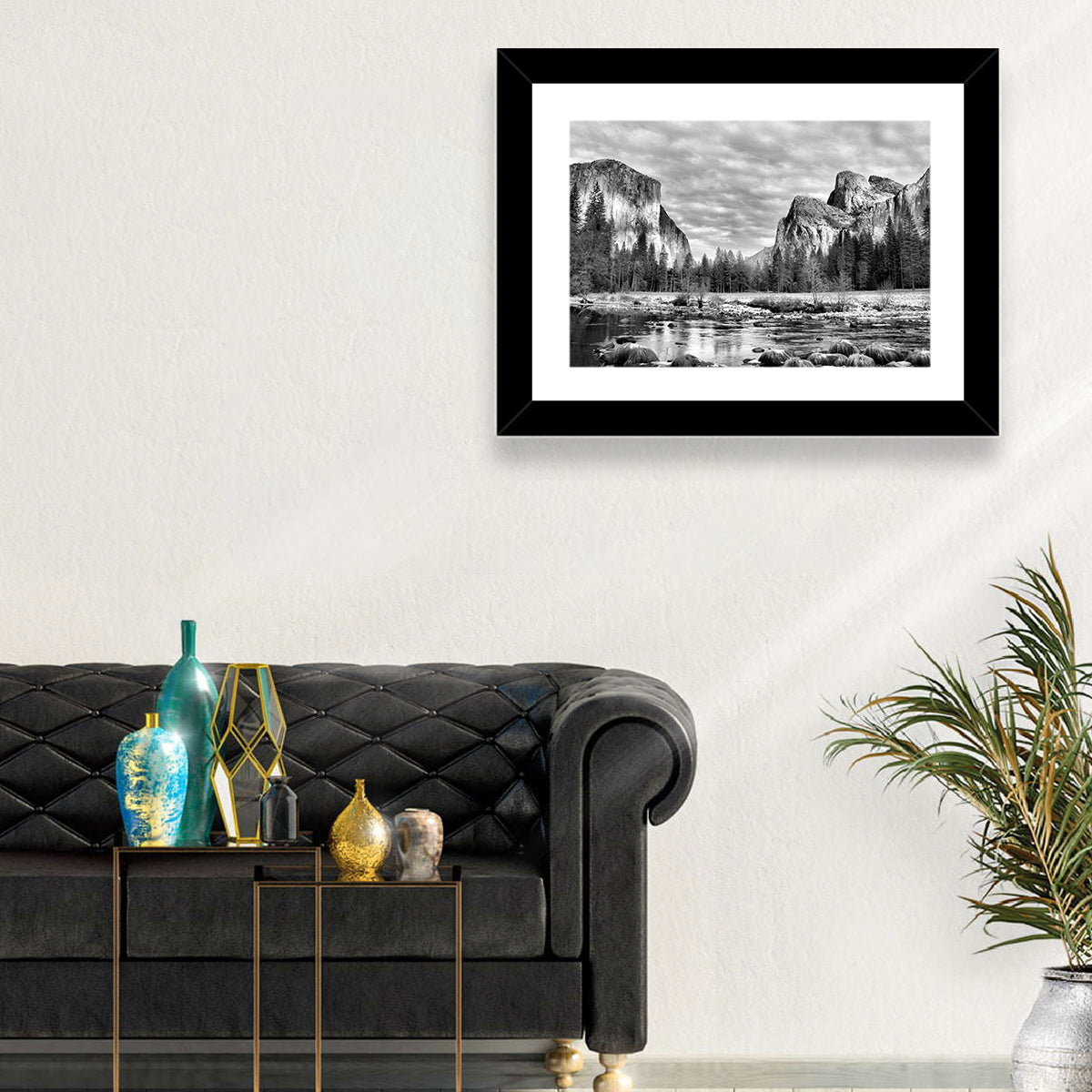 Yosemite Valley Winter View Wall Art in a room, landscape