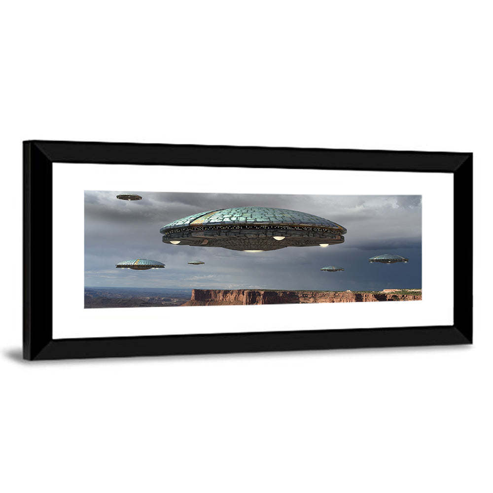 Ufos Over Stormy Canyon Wall Art