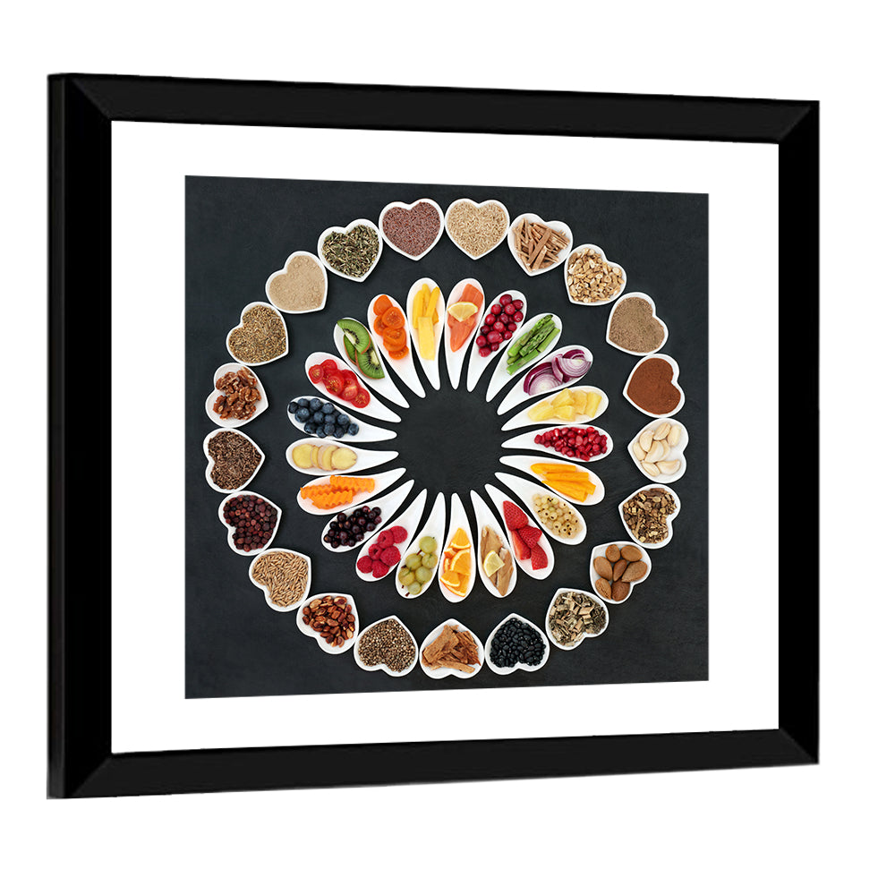 Circular Heart Bowls of Fresh Ingredients Wall Art