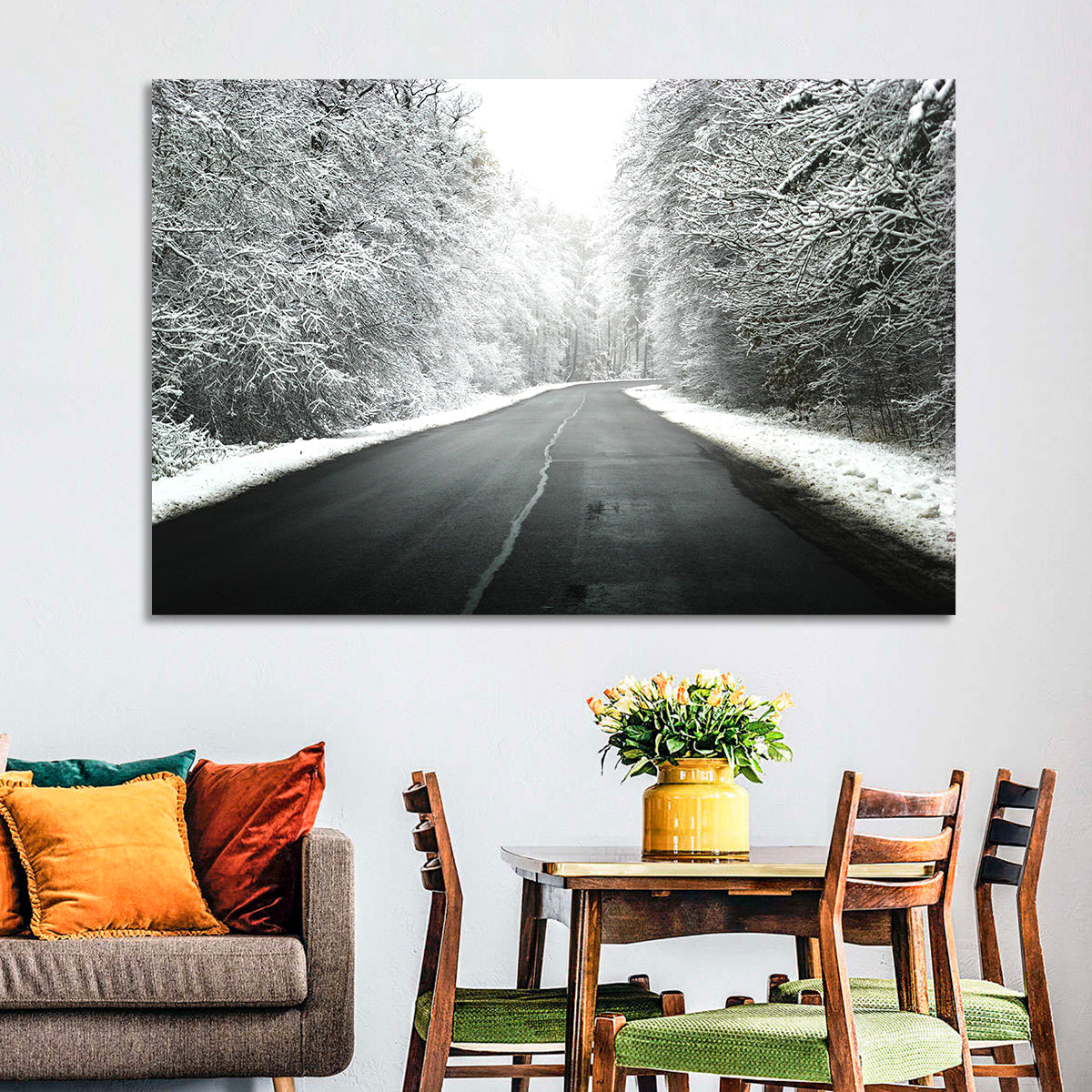 Glowing Winter Road Wall Art