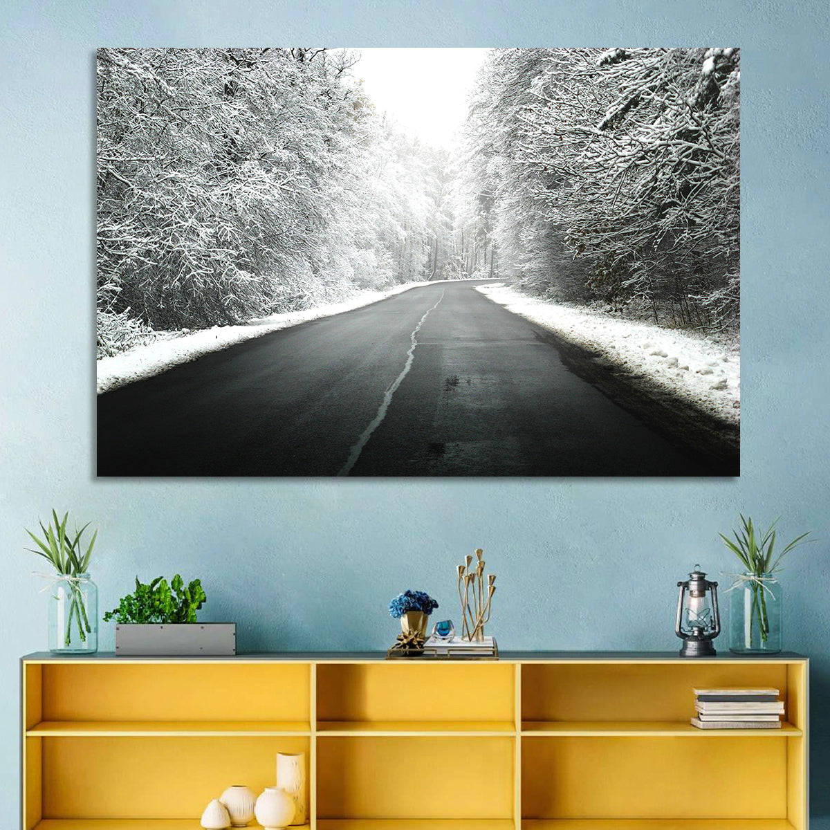 Glowing Winter Road Wall Art