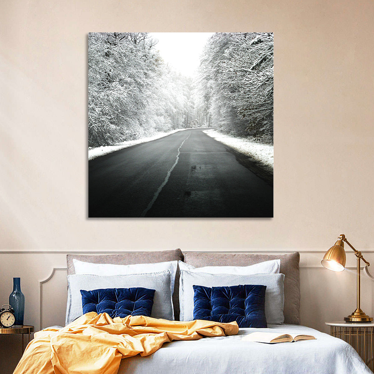 Glowing Winter Road Wall Art