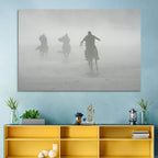 Silhouetted Horse Riders in Mist Wall Art