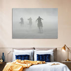 Silhouetted Horse Riders in Mist Wall Art