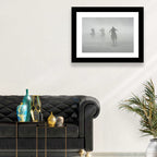 Silhouetted Horse Riders in Mist Wall Art