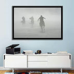 Silhouetted Horse Riders in Mist Wall Art