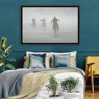 Silhouetted Horse Riders in Mist Wall Art
