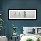 Silhouetted Horse Riders in Mist Wall Art