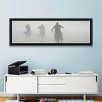 Silhouetted Horse Riders in Mist Wall Art