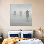 Silhouetted Horse Riders in Mist Wall Art