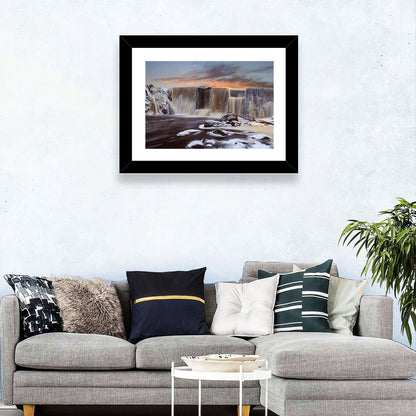 Frozen Waterfall at Sunset Wall Art