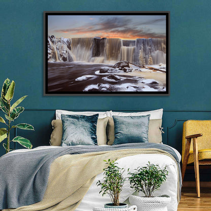 Frozen Waterfall at Sunset Wall Art