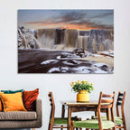 Frozen Waterfall at Sunset Wall Art