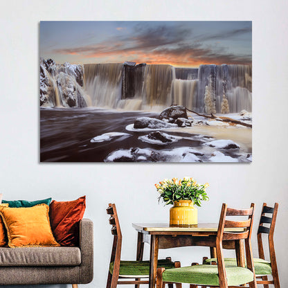 Frozen Waterfall at Sunset Wall Art