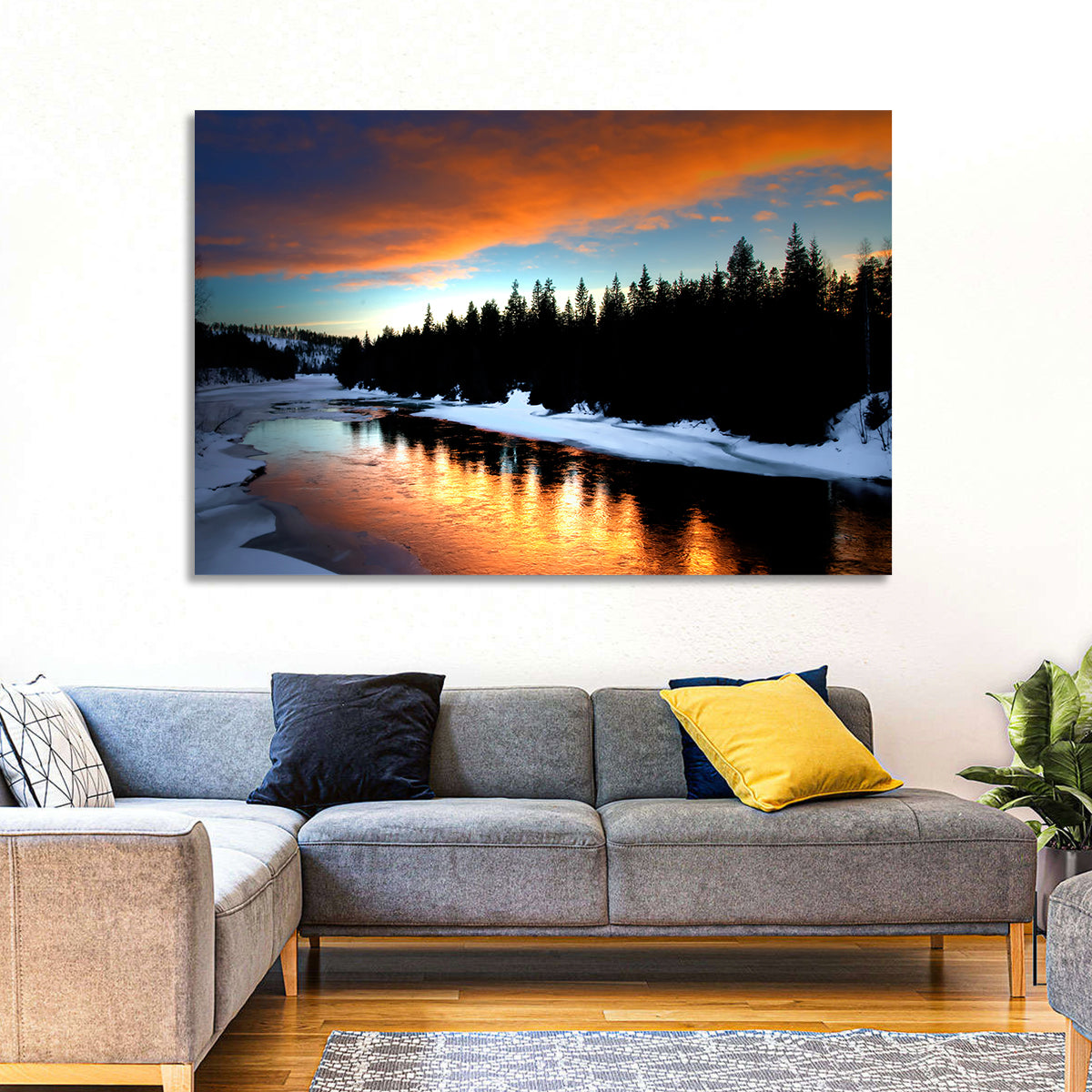 Golden Sunset Over Snowy River Wall Art