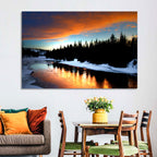 Golden Sunset Over Snowy River Wall Art