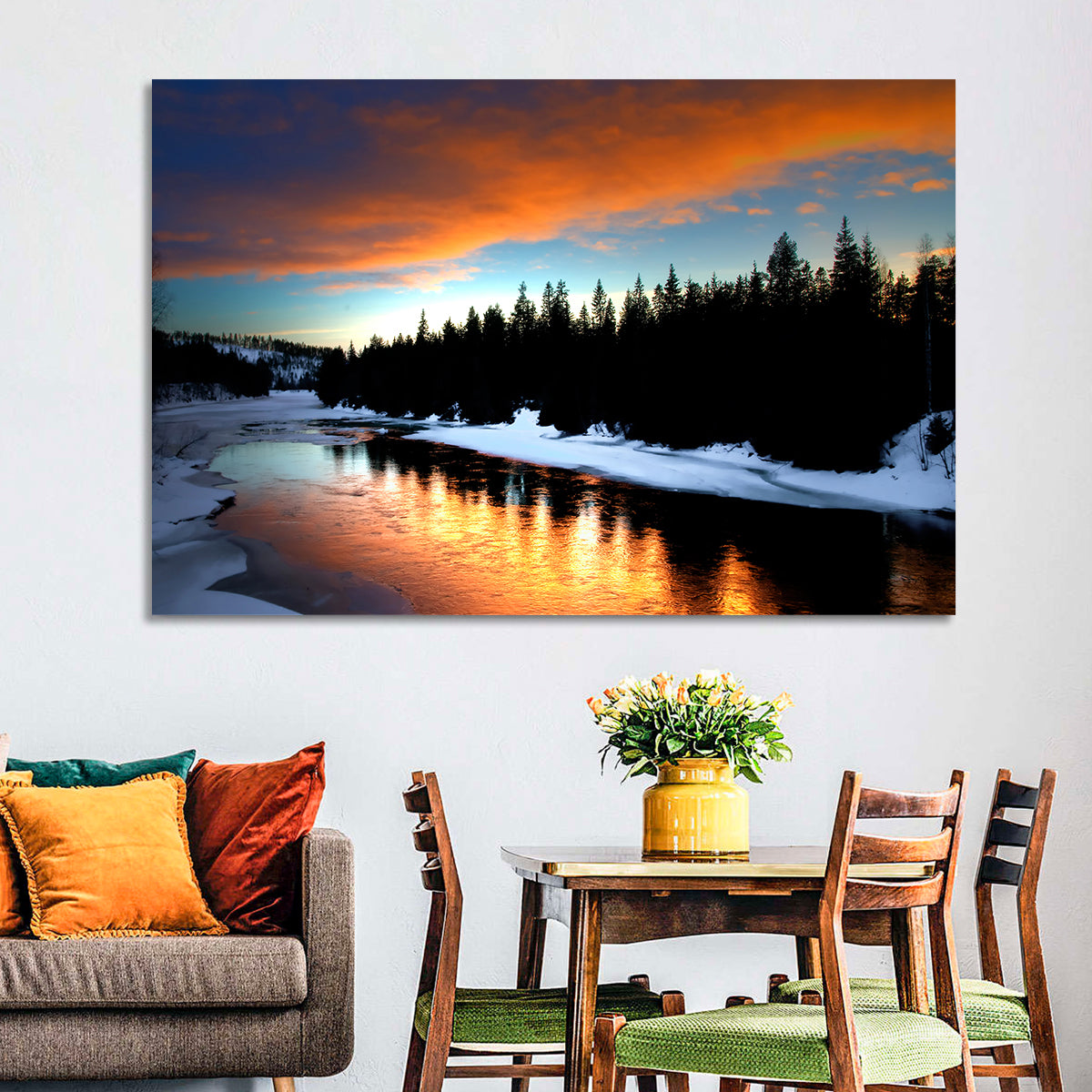 Golden Sunset Over Snowy River Wall Art