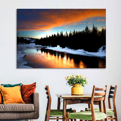 Golden Sunset Over Snowy River Wall Art