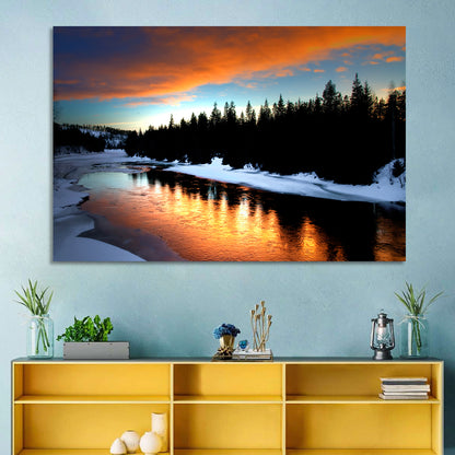 Golden Sunset Over Snowy River Wall Art