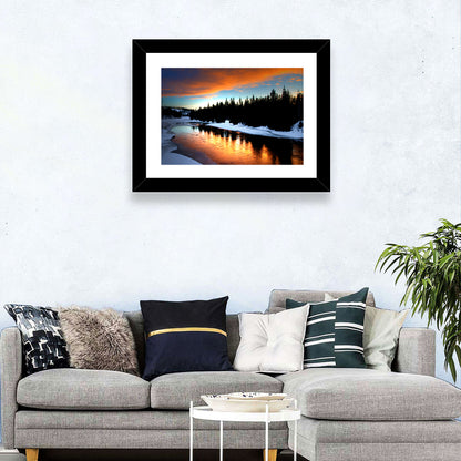 Golden Sunset Over Snowy River Wall Art