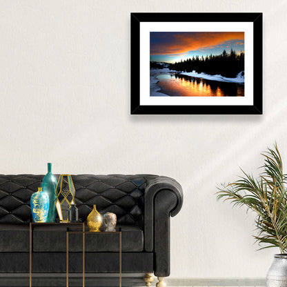 Golden Sunset Over Snowy River Wall Art