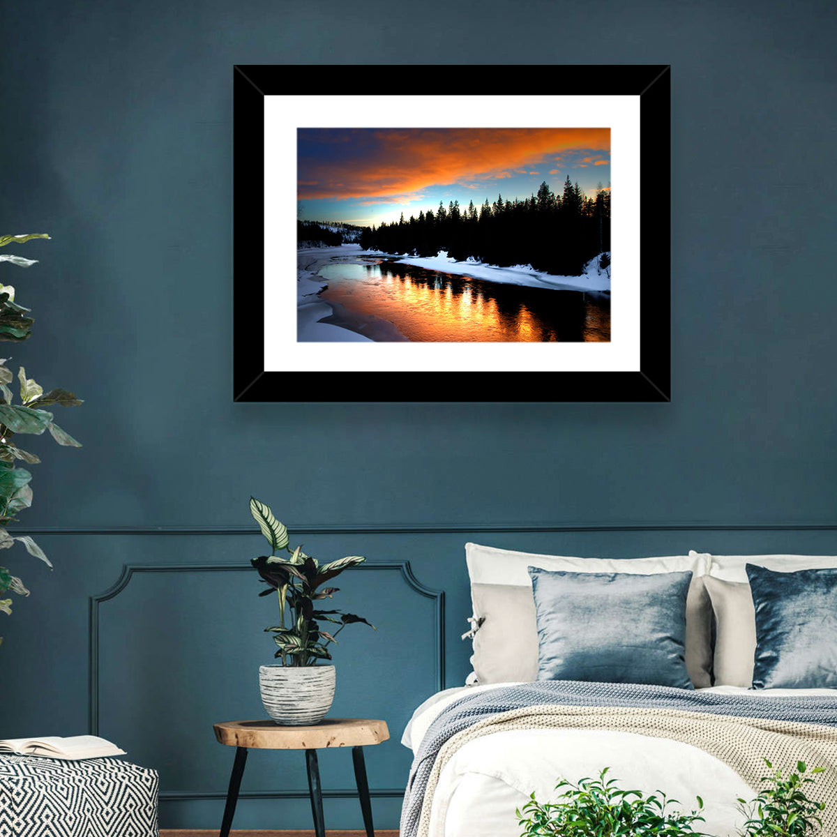 Golden Sunset Over Snowy River Wall Art