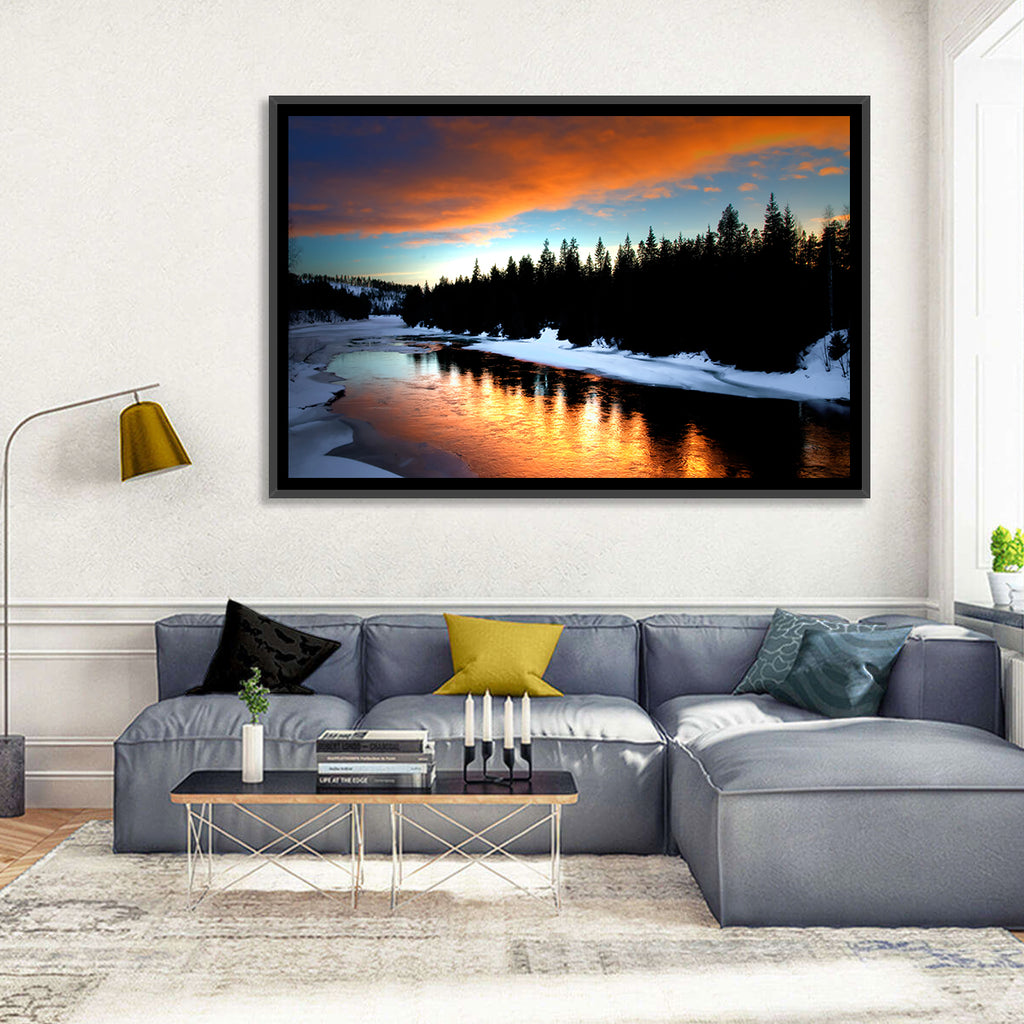 Golden Sunset Over Snowy River Wall Art
