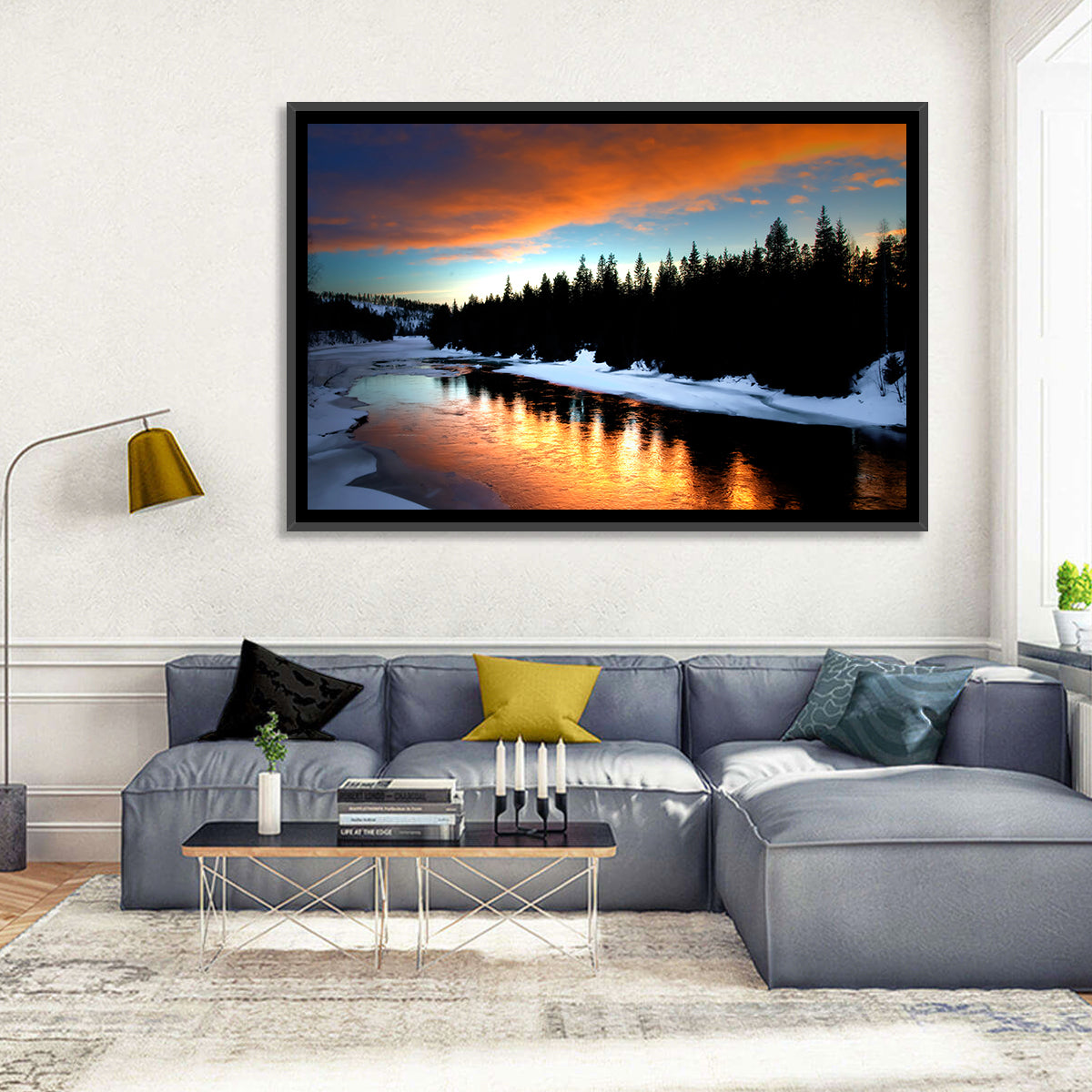 Golden Sunset Over Snowy River Wall Art