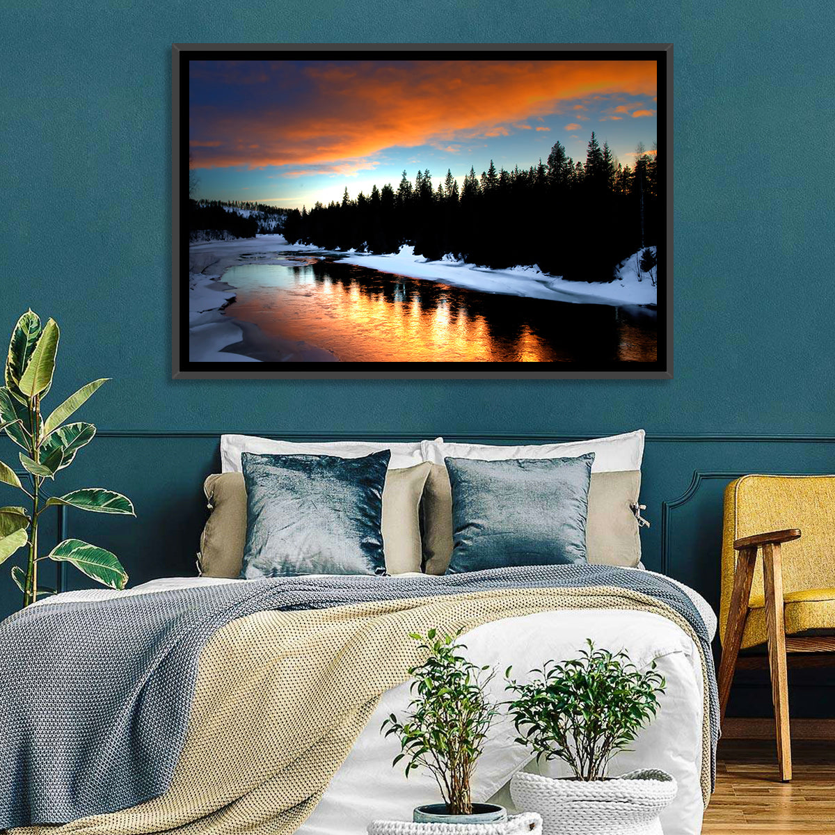 Golden Sunset Over Snowy River Wall Art