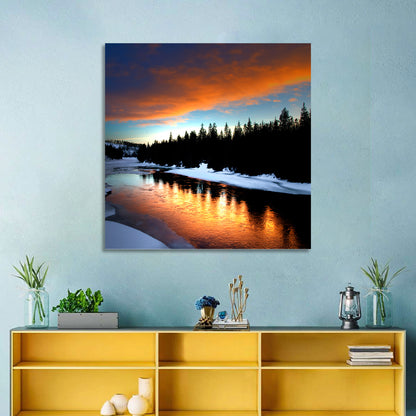 Golden Sunset Over Snowy River Wall Art