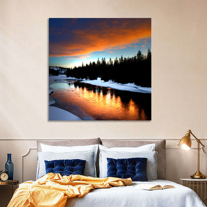 Golden Sunset Over Snowy River Wall Art