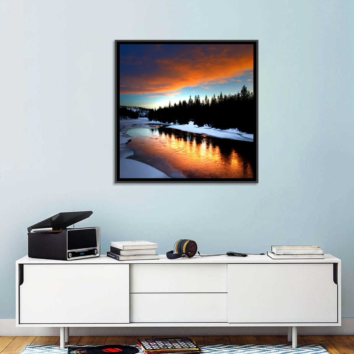 Golden Sunset Over Snowy River Wall Art