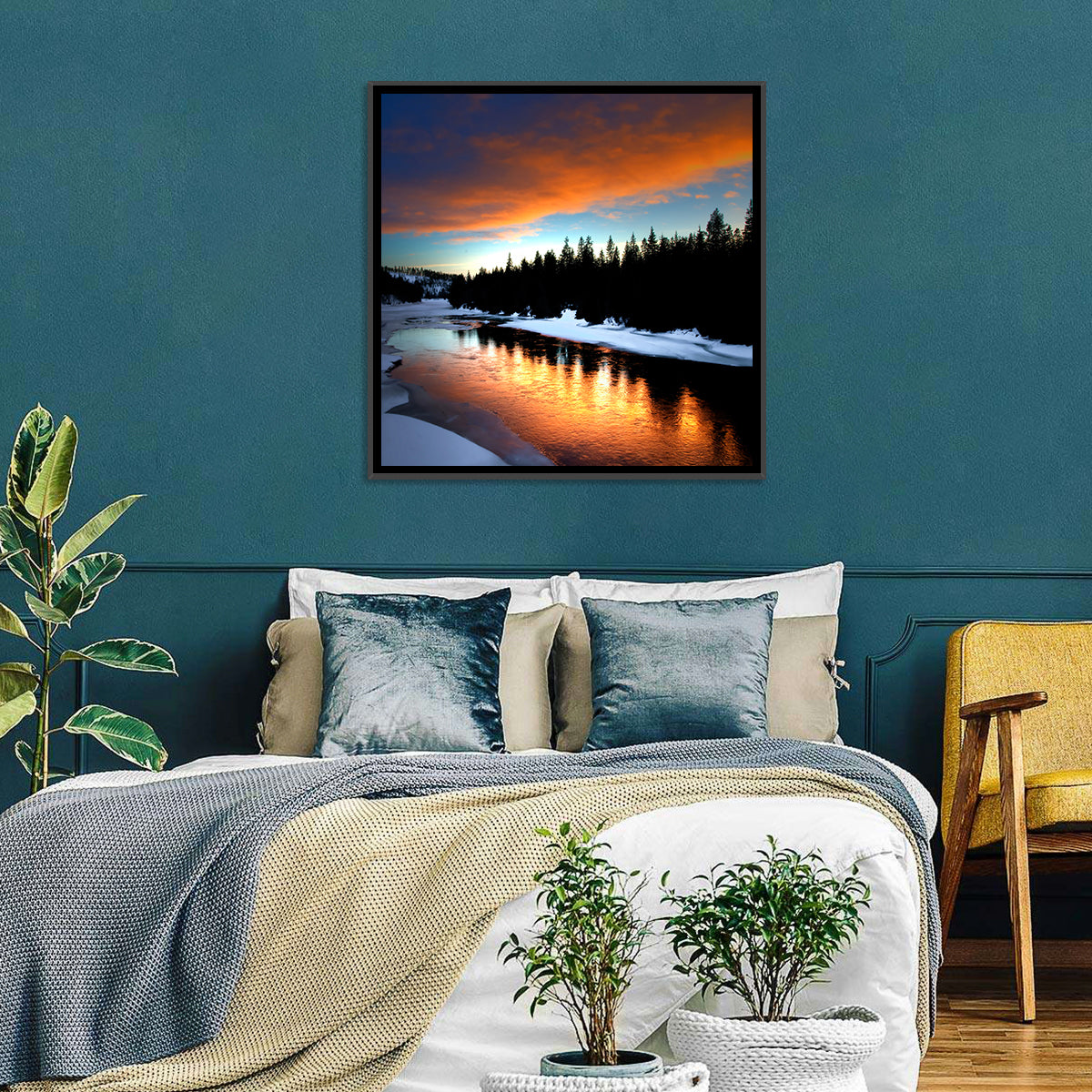 Golden Sunset Over Snowy River Wall Art