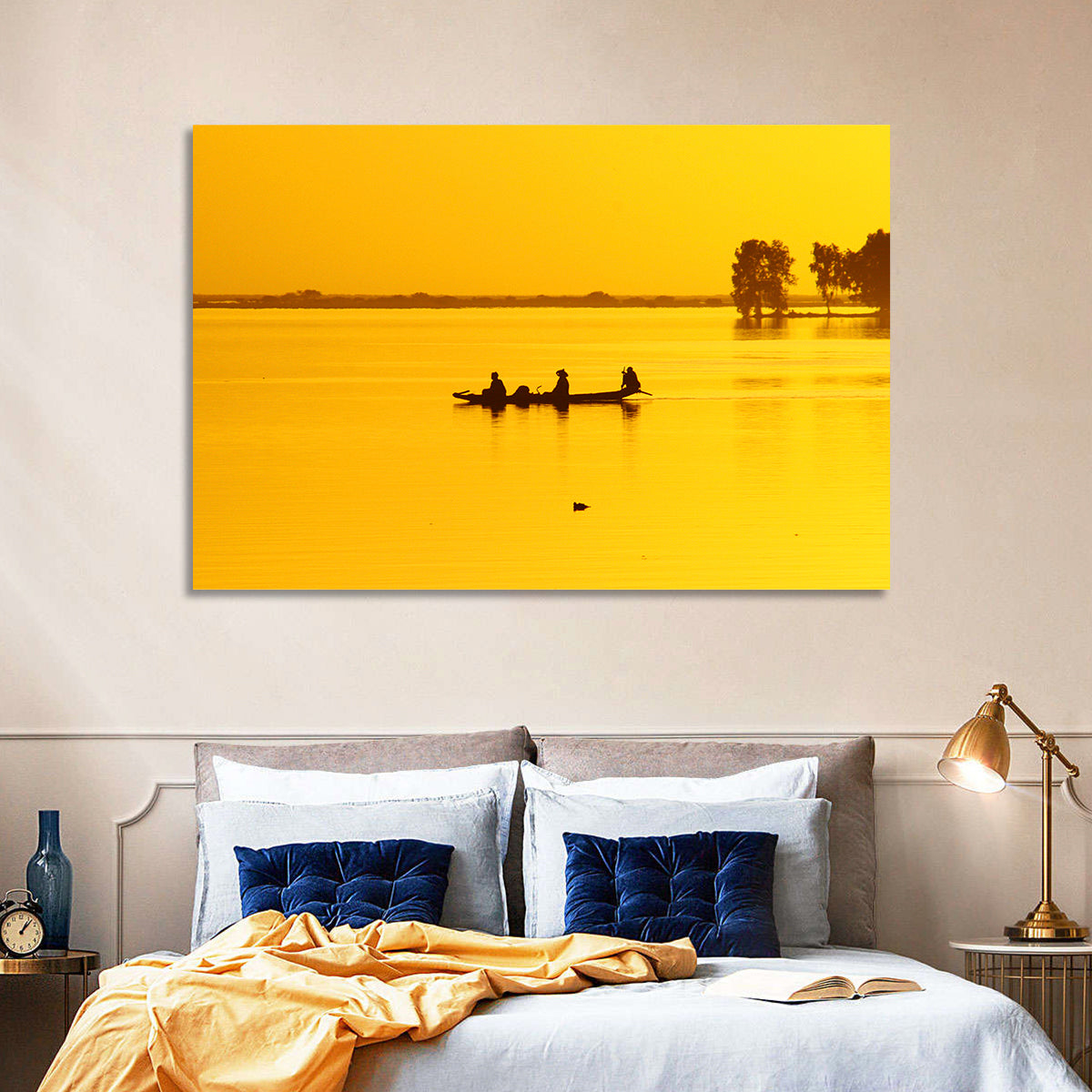 Pirogue at Golden Dusk Wall Art