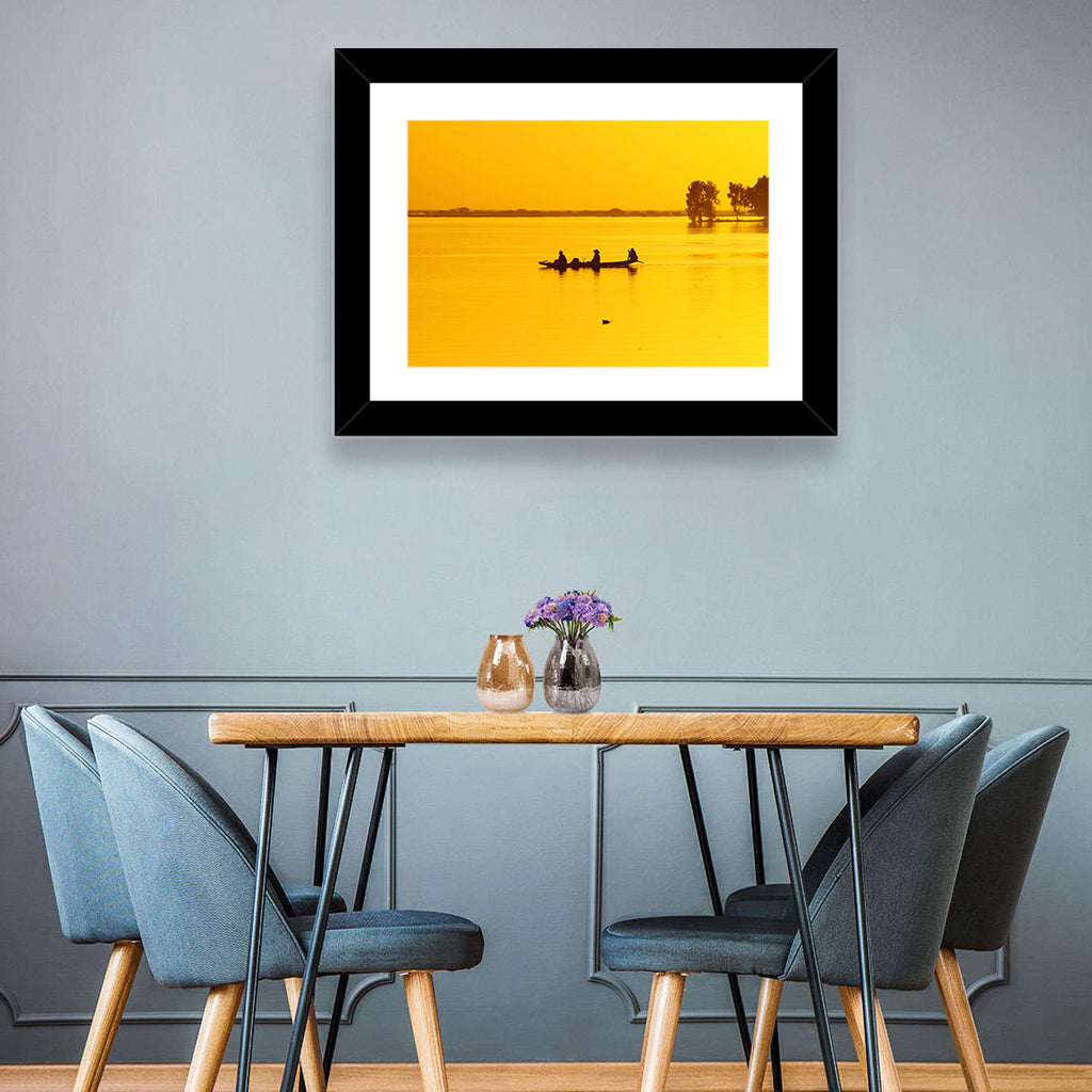 Pirogue at Golden Dusk Wall Art