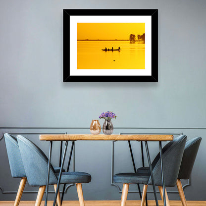 Pirogue at Golden Dusk Wall Art