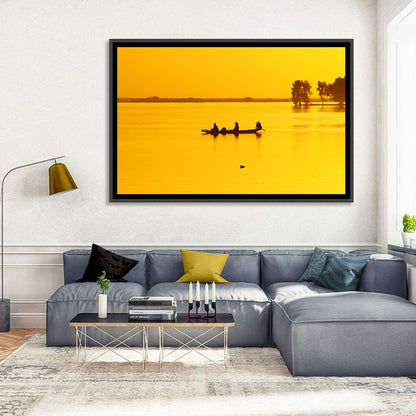 Pirogue at Golden Dusk Wall Art