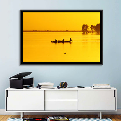 Pirogue at Golden Dusk Wall Art