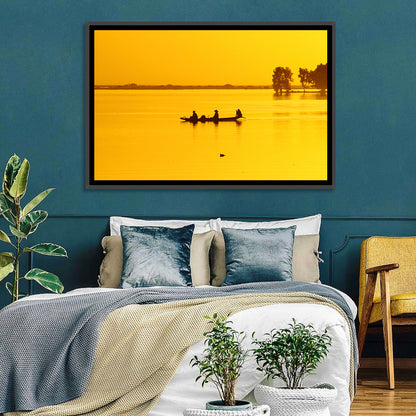 Pirogue at Golden Dusk Wall Art