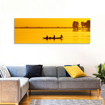 Pirogue at Golden Dusk Wall Art