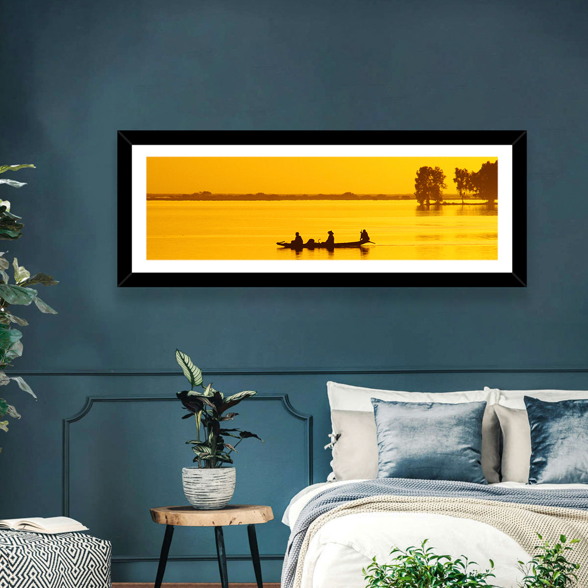 Pirogue at Golden Dusk Wall Art