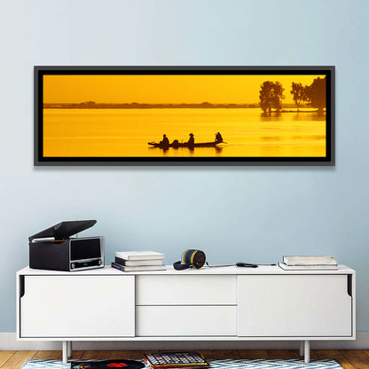 Pirogue at Golden Dusk Wall Art