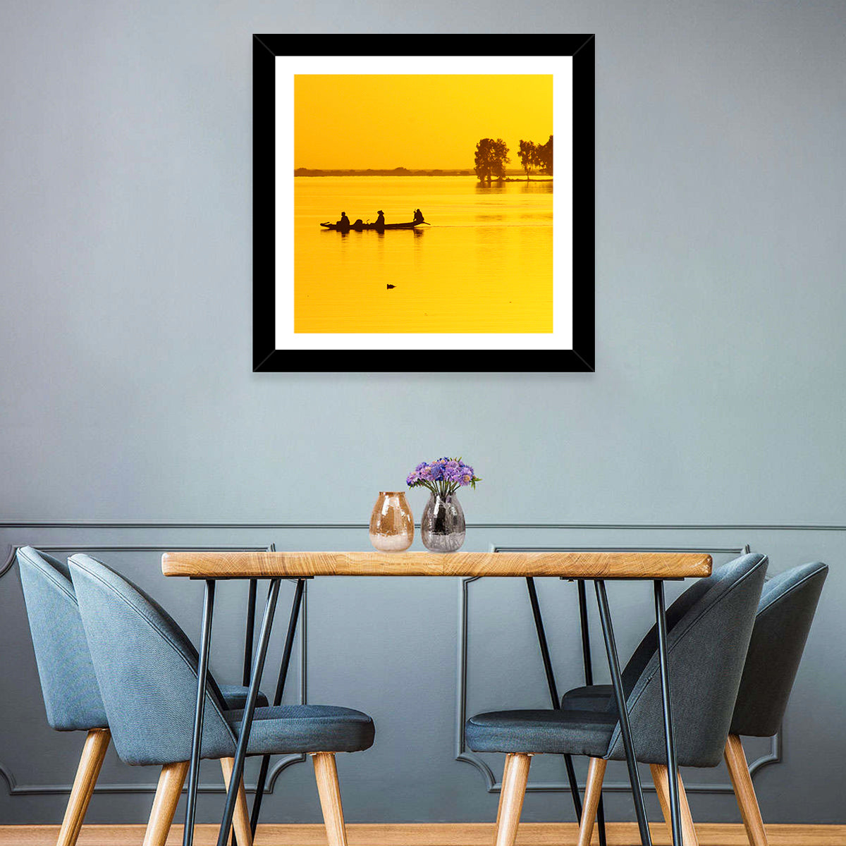 Pirogue at Golden Dusk Wall Art
