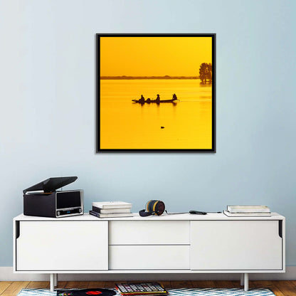 Pirogue at Golden Dusk Wall Art