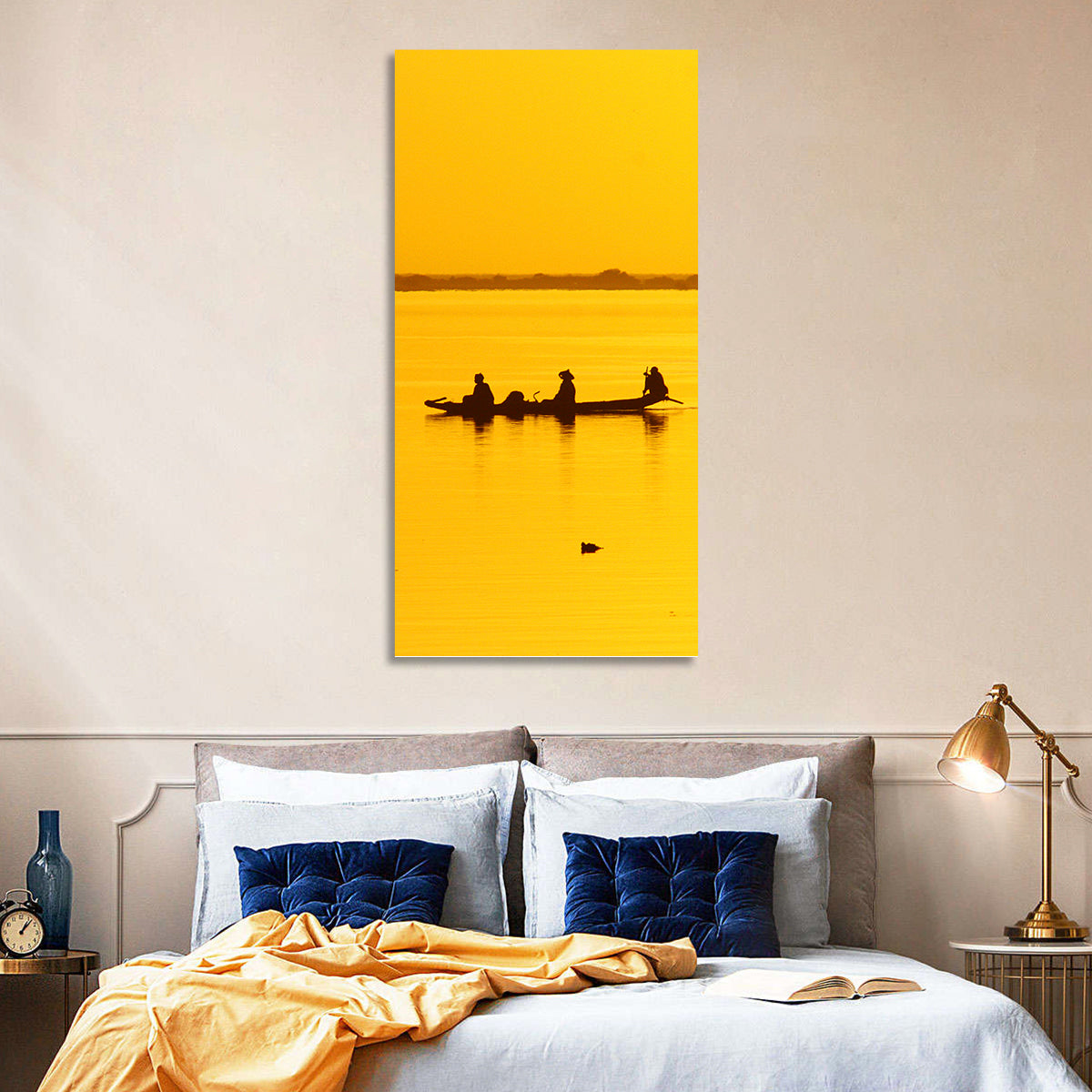 Pirogue at Golden Dusk Wall Art