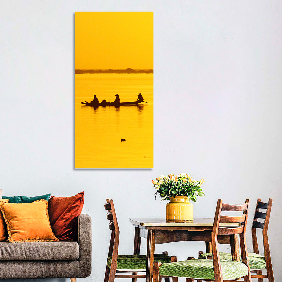 Pirogue at Golden Dusk Wall Art